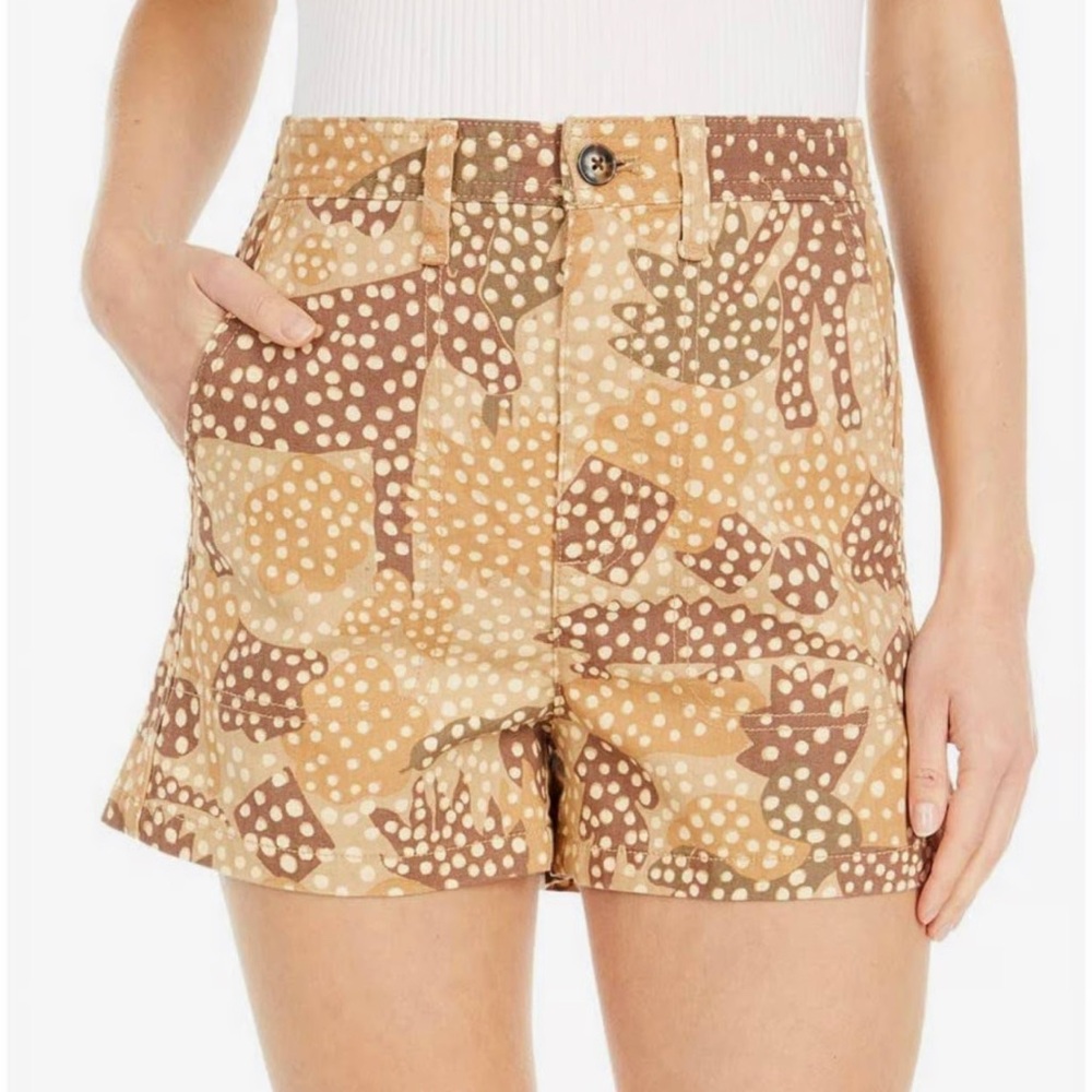 Madewell High Waist Tan and Brown Patterned Shorts